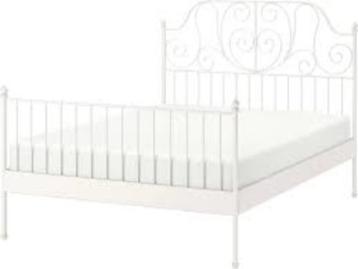 Wit Ikea bedframe Leirvik 140x200 cm - afbeelding 2