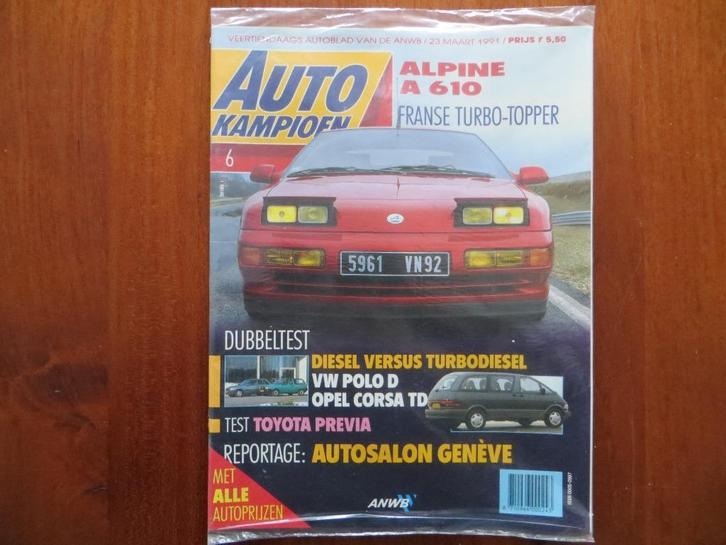 Autokampioen 6 1991 Alpine A 610, Previa, Golf VR6 Voyager, Boeken, Auto's | Folders en Tijdschriften, Nieuw, Volkswagen, Ophalen of Verzenden