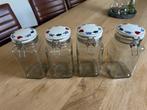 4 glazen (weck) potten Boerenbond, Ophalen, Zo goed als nieuw, Glas, Pot, Bus of Blik