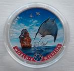 Zilveren 1 oz World's Wildlife Reas 2023 gekleurd., Zilver, Ophalen of Verzenden, Losse munt, Overige landen