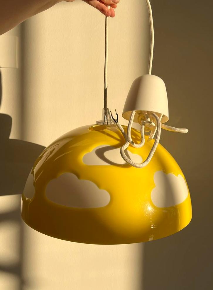 Retro Ikea Skojig wolkenlamp, Huis en Inrichting, Lampen | Hanglampen, Gebruikt, Minder dan 50 cm, Kunststof, Ophalen of Verzenden