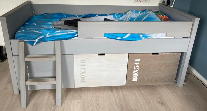 Bopita halfhoogslaper gravel wash, Kinderen en Baby's, Kinderkamer | Stapelbedden en Hoogslapers, Zo goed als nieuw, Halfhoogslaper