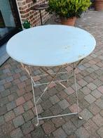 Mooi oud plooibare bistro tafel.., Tuin en Terras, Ophalen of Verzenden, Gebruikt, Rond, Metaal