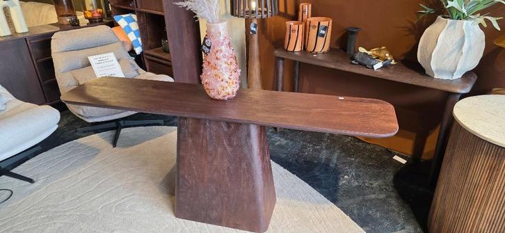 Sidetable Mangohout – Bruin 180 cm Showmodel korting!, Huis en Inrichting, Tafels | Sidetables, Zo goed als nieuw, 25 tot 50 cm