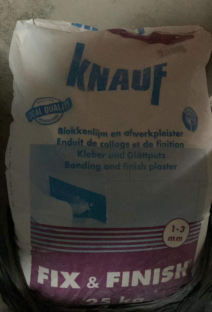Knauf fix & finish, 25 kg zak, nieuw en ongeopend, Doe-het-zelf en Verbouw, Overige Doe-het-zelf en Verbouw, Nieuw, Ophalen