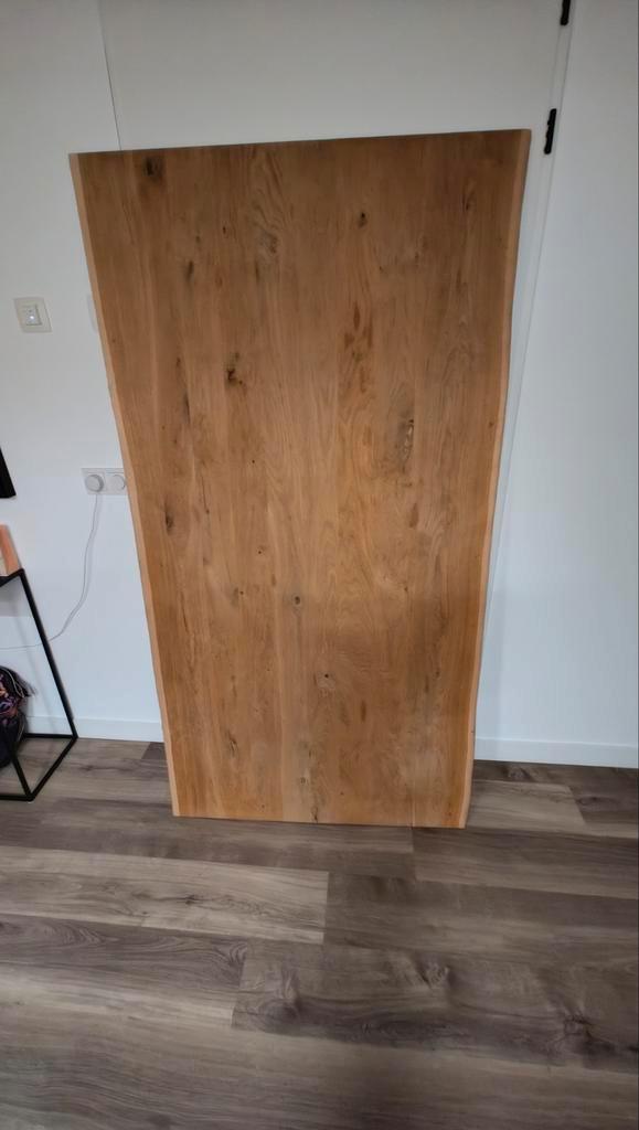 Eikenhouten boomstam tafelblad 180x90 cm - Ongelakt, Huis en Inrichting, Tafelonderdelen, Gebruikt, Tafelblad, 150 tot 200 cm