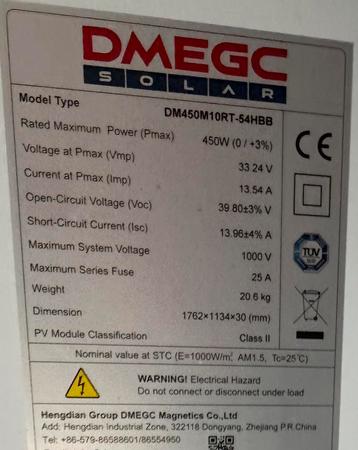 Dmegc 450wp zonnepaneel met compleet flatfix onderstel beschikbaar voor biedingen