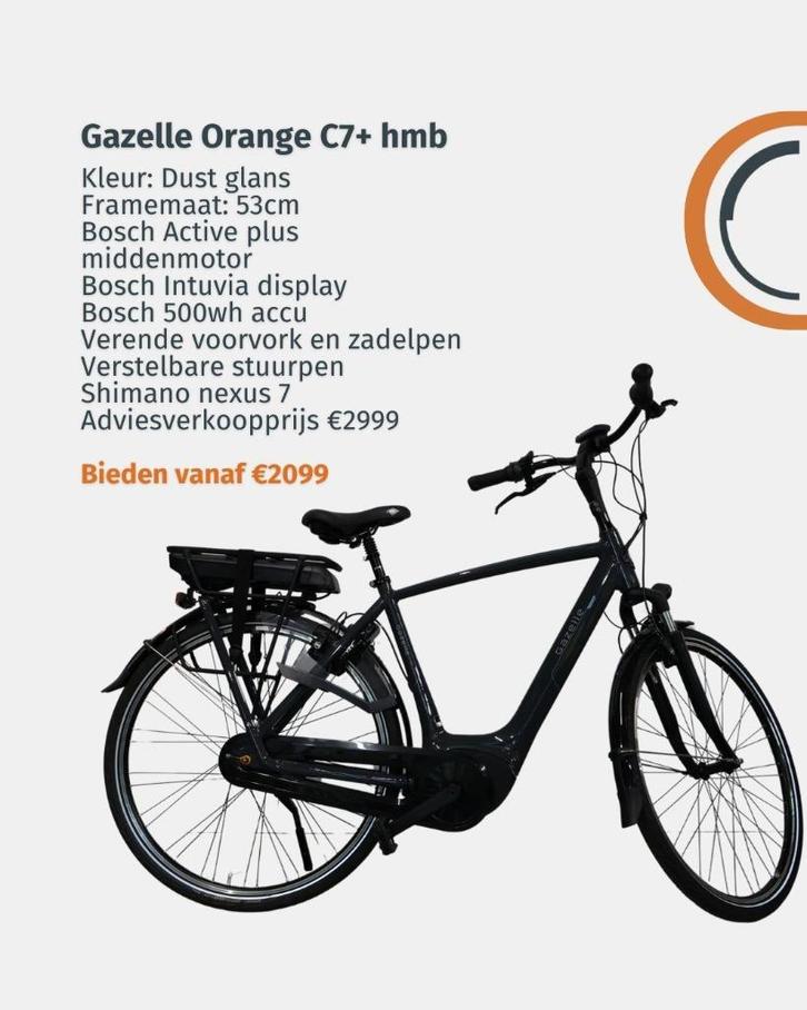 Gazelle Orange C7+ 500wh aanbieding, Fietsen en Brommers, Fietsen | Heren | Herenfietsen, Nieuw, Gazelle, 53 tot 57 cm, Versnellingen