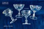 4 Coupes € 30 Balusterstam Olijfslijpsel 12 h Glas Kristal, Ophalen