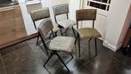 4 stuks industriële eetkamerstoelen grijs en groen, Huis en Inrichting, Stoelen, Ophalen, Kunststof, Zo goed als nieuw, Vier