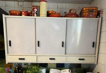 vintage jaren 50 keukenkastje schuifdeurtjes en 3 lades beschikbaar voor biedingen