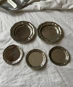 Set van 5 vintage Franse RVS serveerschaaltjes Ø15 en Ø10 cm, Ophalen, Overige materialen, Gebruikt, Schaal of Schalen