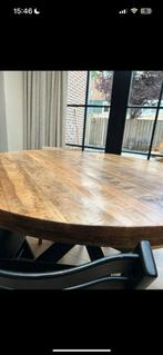 Ronde tafel 140 mango met spinpoot, 100 tot 150 cm, Rond, Ophalen of Verzenden, Zo goed als nieuw