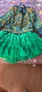 Carnavals set dames pauw motief jas en rok, Ophalen of Verzenden, Zo goed als nieuw, Carnaval