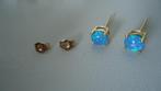Nieuw goud vergulde oorbellen met blauw opaal steentjes, Overige materialen, Verzenden, Nieuw, Knopjes of Stekers