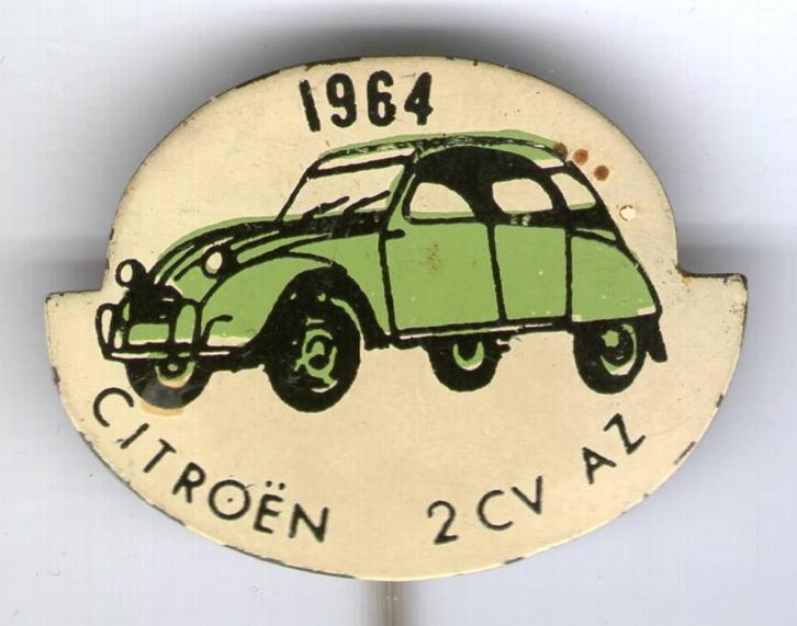 1964 Citroën 2 cv AZ groen op blik auto speldje ( A_189 ), Verzamelen, Speldjes, Pins en Buttons, Zo goed als nieuw, Speldje of Pin