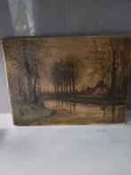 Oud Schilderij met Landschap, Antiek en Kunst, Ophalen of Verzenden