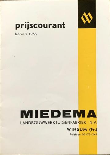 Folder Miedema landbouwwerlktuigen fabriek prijslijst. Miede beschikbaar voor biedingen