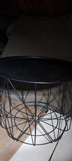 Xl zwart draadstaal salontafel, mand, afneembaar (dien-)blad, Huis en Inrichting, Ophalen of Verzenden, Zo goed als nieuw