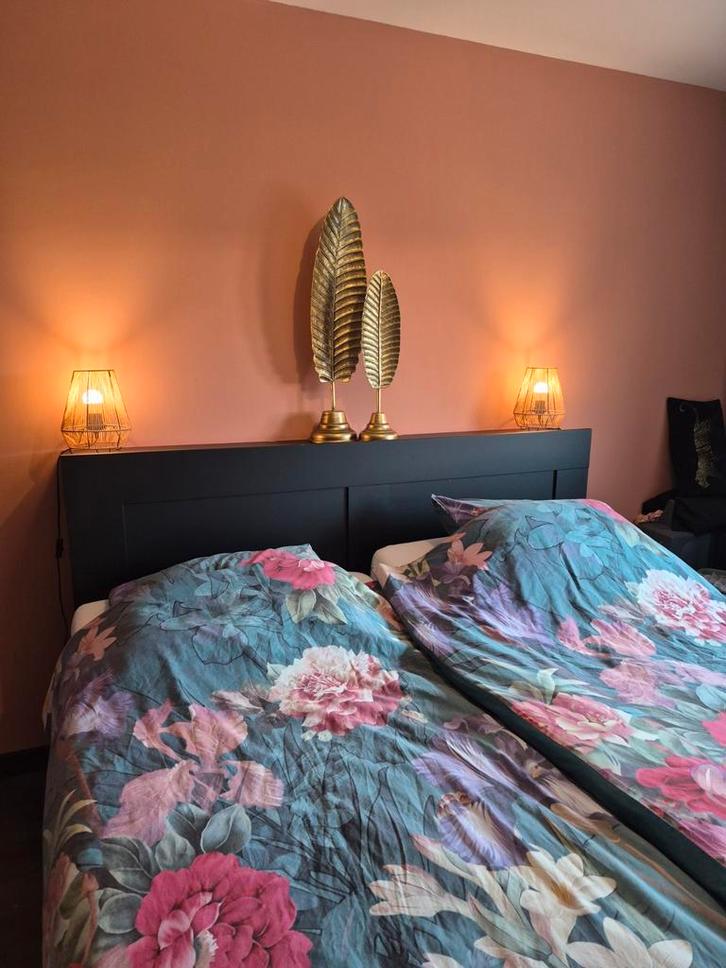 Tweepersoonsbed Brimnes zwart met elektrische bodem, Huis en Inrichting, Slaapkamer | Complete slaapkamers, Zo goed als nieuw