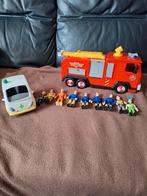Brandweerman sam brandweer mist bakje en ambulance + popjes, Ophalen, Gebruikt
