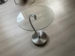 Retro glazen (bloemen) tafel, Huis en Inrichting, Tafels | Bijzettafels, Minder dan 55 cm, Gebruikt, Rond, Glas