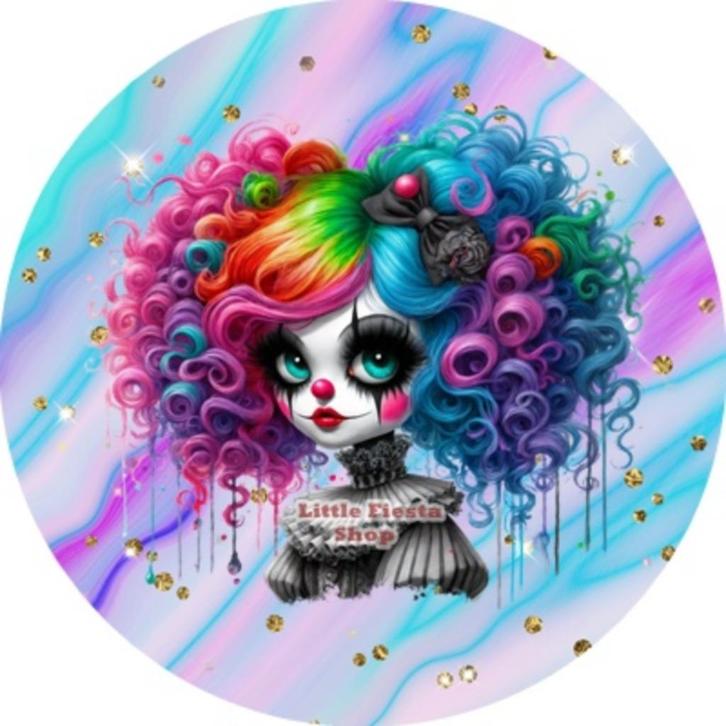 L756 icing frosting clown 20cm eetbare taart print top, Hobby en Vrije tijd, Taarten en Cupcakes maken, Nieuw, Versiering, Taarten