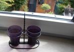 brocante ijzeren houder met 2 glaasjes, Ophalen of Verzenden