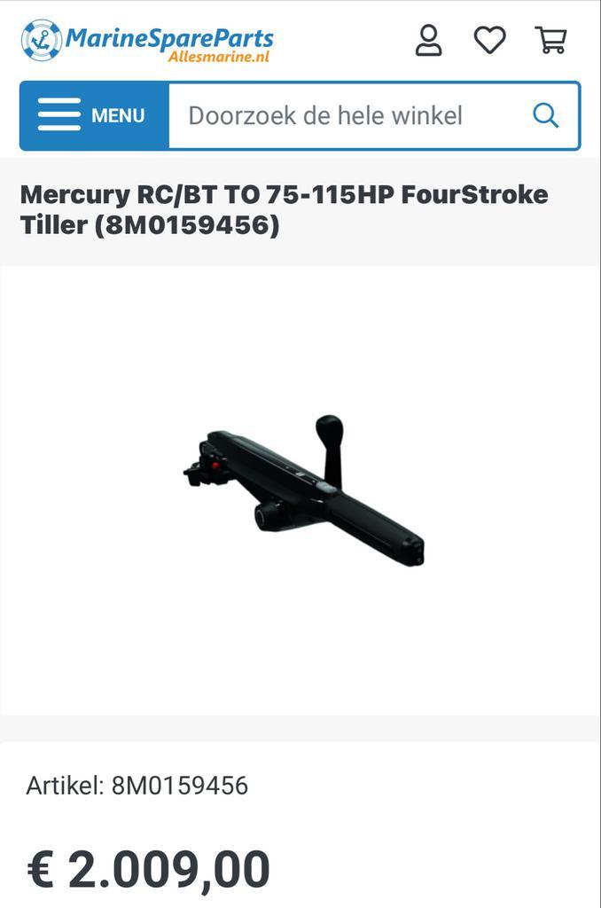 Mercury 75-115pk Knuppel met Hydraulische Besturing, Watersport en Boten, Bootonderdelen, Gebruikt, Motor en Techniek, Motorboot