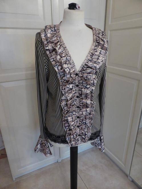blouse vichy beige zwart maat 42, Kleding | Dames, Gelegenheidskleding, Zo goed als nieuw, Overige typen, Maat 42/44 (L), Beige