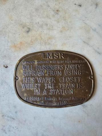 Koperen instructie bordje van LMSR London Railway Spoorwegen beschikbaar voor biedingen