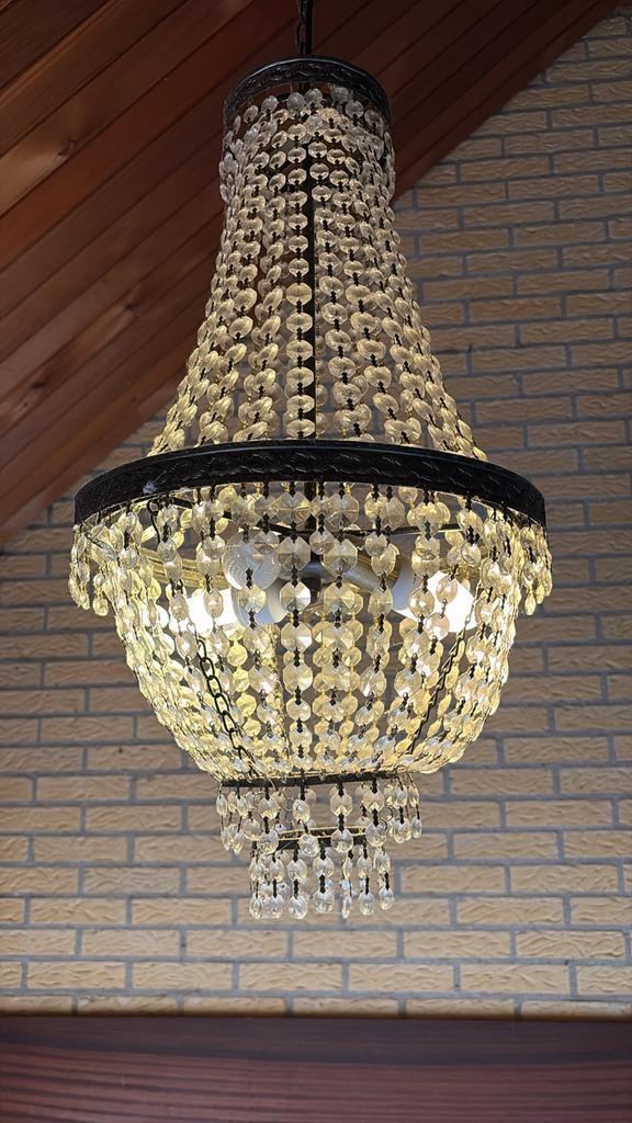 Prachtige Kristallen Kroonluchter, Huis en Inrichting, Lampen | Kroonluchters, Gebruikt, Glas, Ophalen