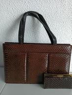 damestas van crocodillenleer met portemonnaie  afm.: 29x19c, Ophalen of Verzenden, Zo goed als nieuw, Bruin, Handtas