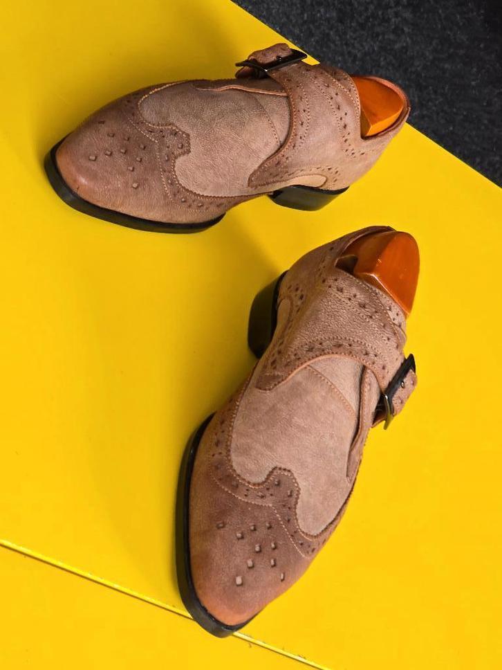 Nieuw Van Lier suede schoenen met gesp en beige kleur 7/5, Kleding | Heren, Schoenen, Nieuw, Gespschoenen, Overige kleuren, Verzenden