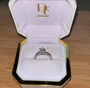 Diamante, witgoude ring 0,54ct VVS, D color ringmaat 51 beschikbaar voor biedingen