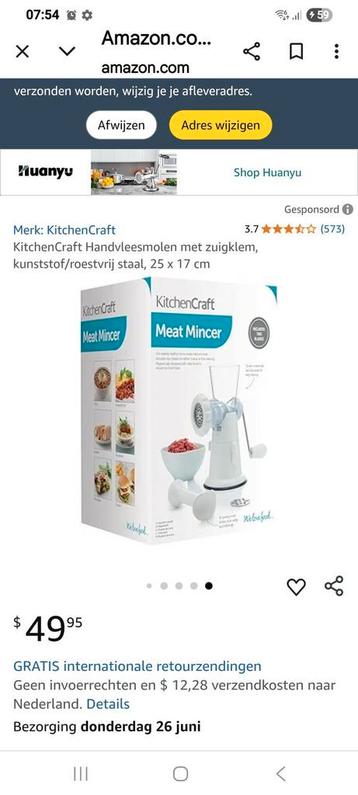 KitchenCraft Handgehaktmolen  beschikbaar voor biedingen