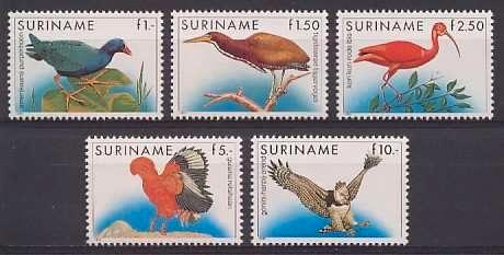 Suriname 467/71 postfris Vogels 1985, Postzegels en Munten, Postzegels | Suriname, Postfris, Verzenden