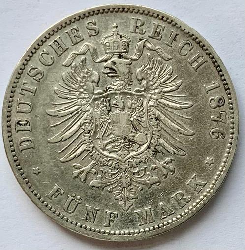 Duitsland Pruissen 5 Mark 1876 A Wilhelm I zilver, Postzegels en Munten, Munten | Europa | Niet-Euromunten, Duitsland, Zilver
