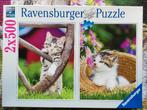 Puzzelbox 2 x 500 stukjes: Speelse Katjes, Ophalen of Verzenden, 500 t/m 1500 stukjes, Gebruikt, Legpuzzel