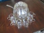 Glazen Punch set voor Bowl + Lepel en 6 glazen koppen Retro, Antiek en Kunst, Antiek | Glas en Kristal, Ophalen