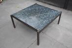 Salon Tafel met Belgisch hardstenen blad, Ophalen, Brutalisme, Gebruikt, 50 tot 100 cm