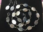set Ketting en oorbellen metaal en schelpen nieuw, Sieraden, Tassen en Uiterlijk, Kettingen, Bruin, Ophalen of Verzenden, Zo goed als nieuw