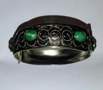 Marokkaanse Zilveren Berber Armband met Malachiet kralen, Ophalen of Verzenden
