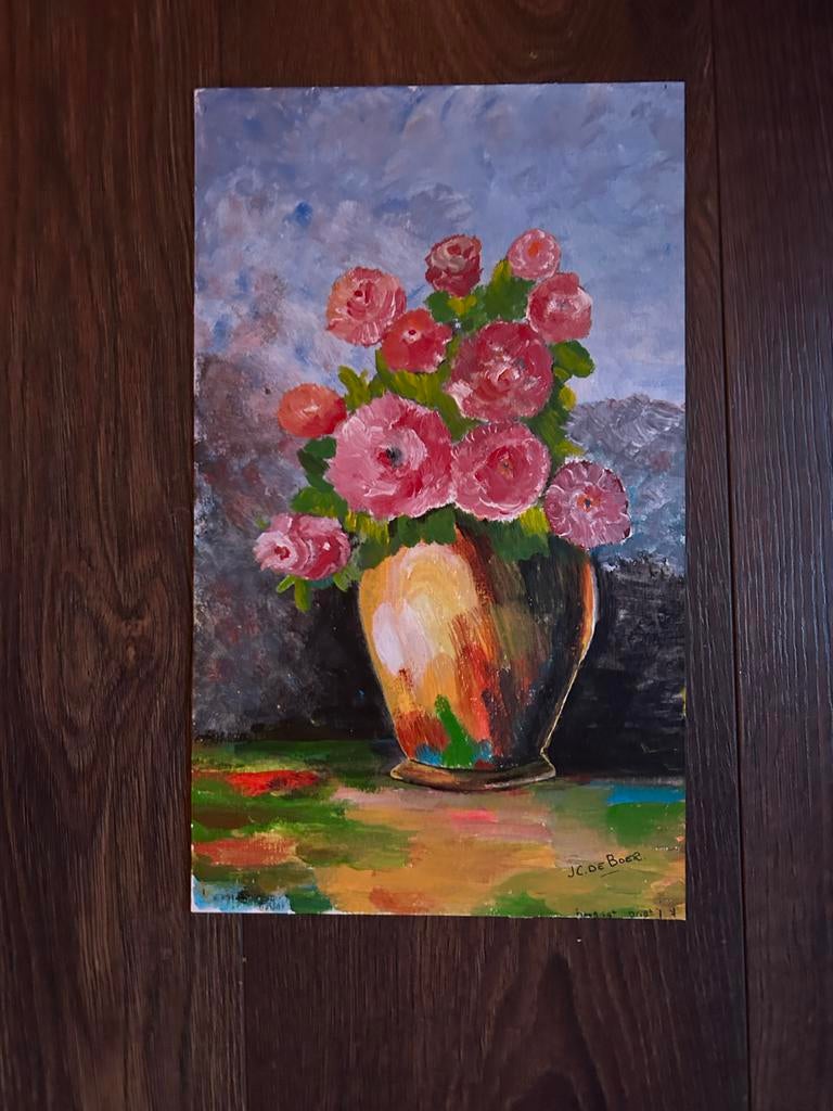 Bloemen in vaas schilderij, Antiek en Kunst, Kunst | Schilderijen | Klassiek, Ophalen of Verzenden