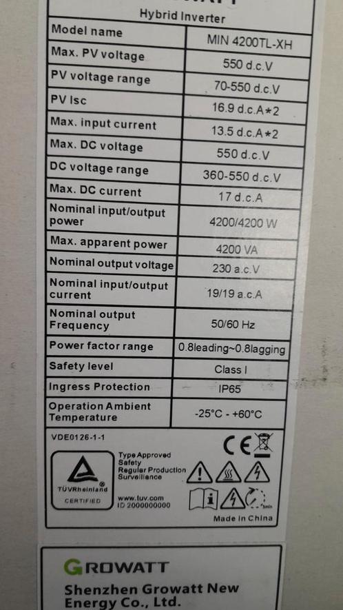 Growatt MIN 4200TL-XH /Solaredge optimizers / Solaredge SE7K, Doe-het-zelf en Verbouw, IJzerwaren en Bevestigingsmiddelen, Nieuw