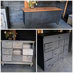 Unieke metalen industriële ladenkasten dressoir tv meubel, Ophalen of Verzenden, Zo goed als nieuw, Minder dan 100 cm, Metaal
