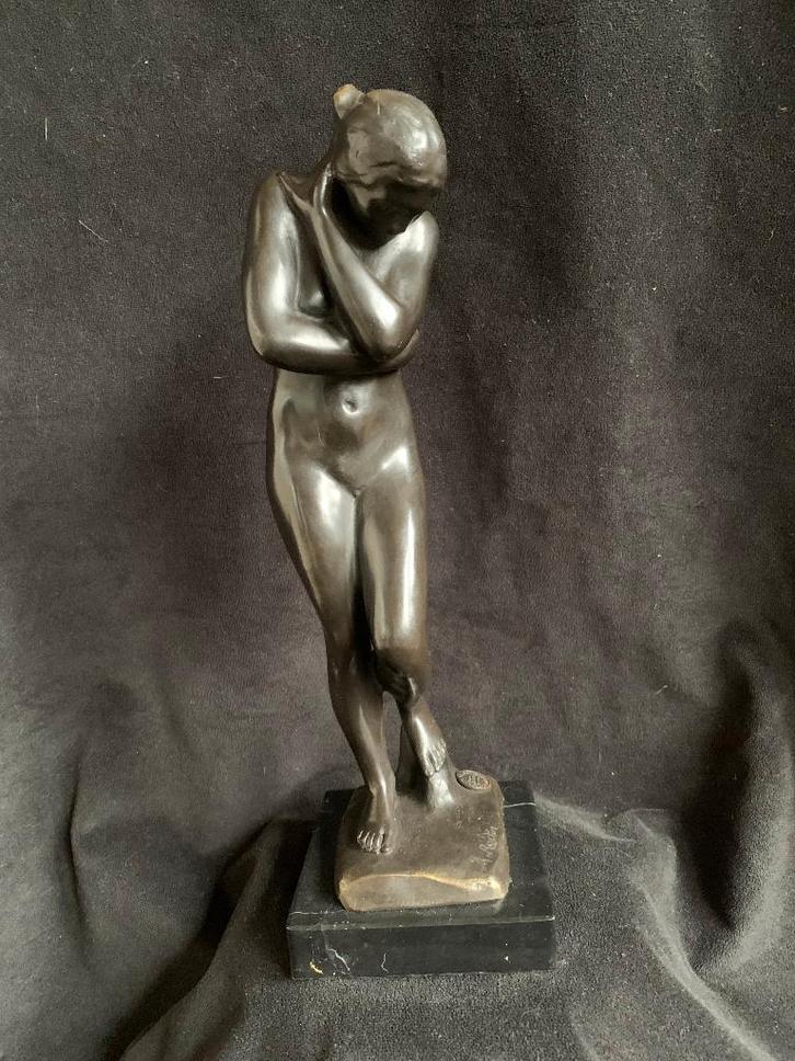 Naakte Vrouw- Eva- Brons, Antiek en Kunst, Kunst | Beelden en Houtsnijwerken, Ophalen of Verzenden