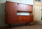 Vintage teakhouten wandkast, highboard, bar uit de jaren 60, Ophalen, Gebruikt, 150 tot 200 cm, Teakhout