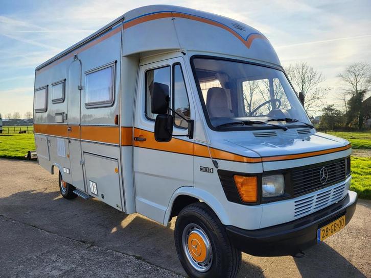 Mercedes 308 hebo-car benzine 1978 wegenbelasting vrij Orgin, Caravans en Kamperen, Campers, Bedrijf, tot en met 5, Half-integraal