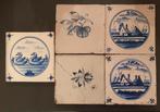 Te koop 5 antieke wandtegels rond 1900 13 x 13 cm., Ophalen of Verzenden